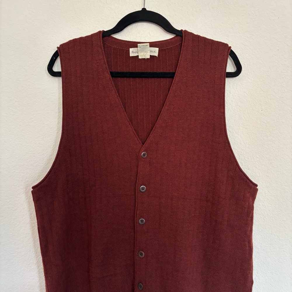 Banana Republic Mens Vintage 100% Merino Wool Sweater Vest Unisex